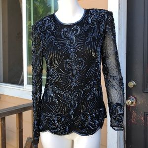 Vintage Stenay gorgeous hand beaded silk top